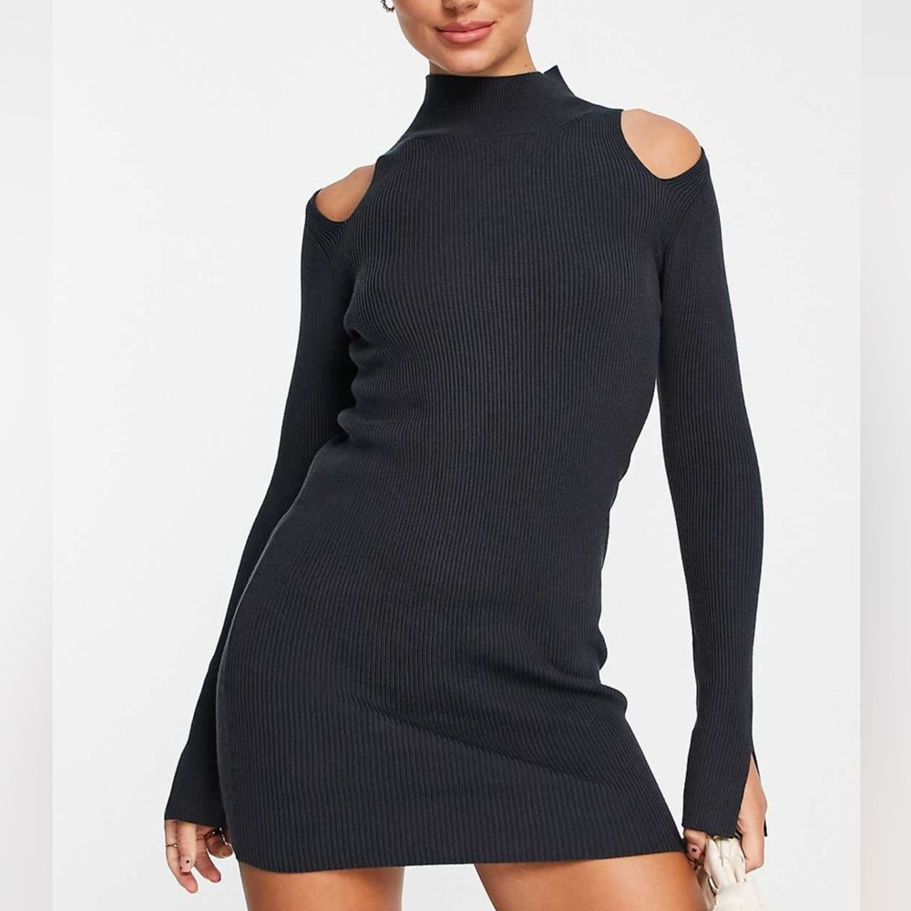 Mock Neck Bodycon Sweater Dress
